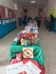 برپایی نمایشگاه غذاهای سالم در محل مدرسه شهید اکبر جهانتیغ روستای گوری